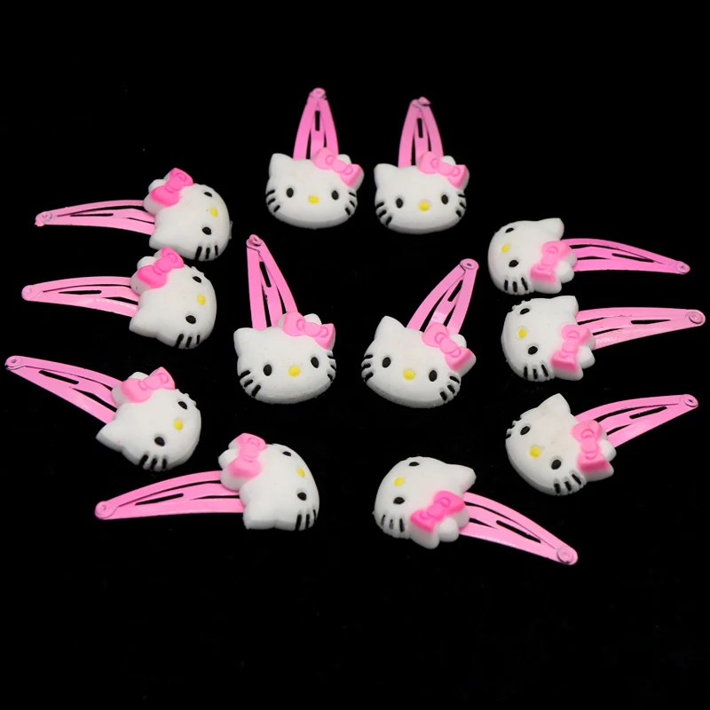 Pink Clip 12 шт., hello kitty, эластичные резинки для волос, заколки для волос, для девочек, конский хвост, резинки, милые резинки для волос, резинки, резинки, аксессуары для волос - Цвет: Pink Clip