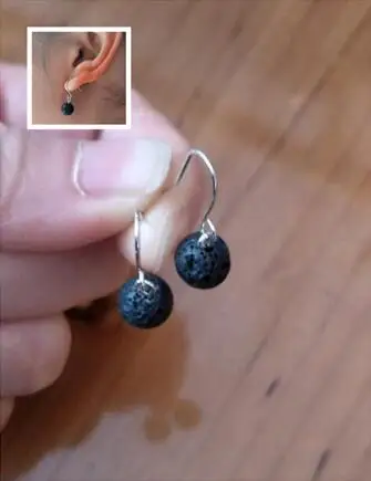 Женские серьги-подвески с вулканическим камнем 8 мм | Украшения и аксессуары
