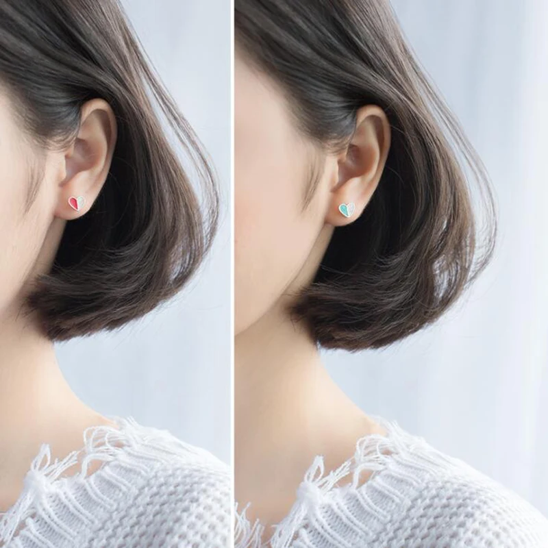 Серьги гвоздики из серебра 925 пробы с маленьким гладким сердцем|Серьги-гвоздики| |