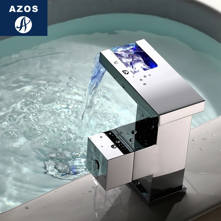 Светодиодный смеситель водопад Azos обесцвечивающаяся раковина из латуни