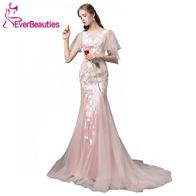 Русалка вечернее платье длинное 2019 Новое Элегантное Тюль аппликация мягкое для