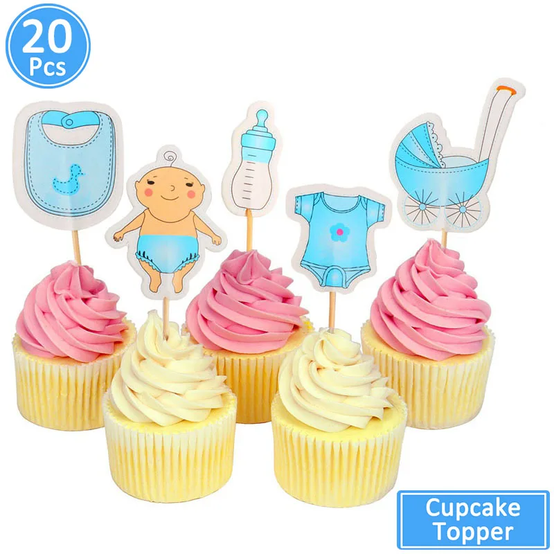 20pcs boy topper Наряд для первого дня рождения, один кекс фигурки жениха и невесты; 1st лет мальчик девочка украшения для вечеринок своими руками 1 Year Old Baby/День Святого Валентина Декор Дети Единорог - Цвет: 20pcs boy topper