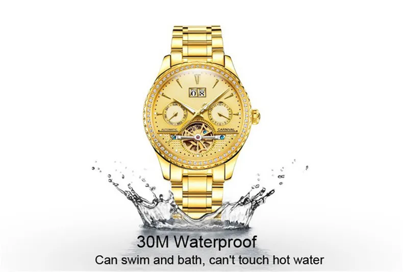 

Relogio Masculino Men Gold Watch Luxury Watches 3ATM Waterproof Steel Clock Tourbillon Mechanical Business Saphire Watch 2019