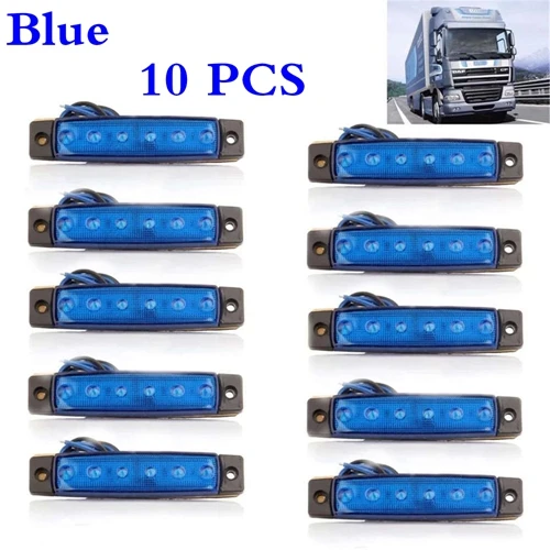 6LED blue x10 Янтарный автомобилей Внешнее освещение светодиодный 12 V-24 v 9/6 светодиодный авто шины Грузовик Боковые Габаритные светодиодный индикатор низкая СВЕТОДИОДНЫЙ трейлер светильник задняя сторона лампы - Цвет: 6LED blue x10
