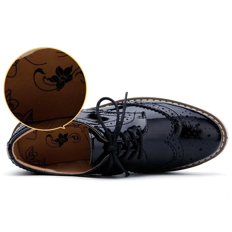 WDZKN лакированные кожаные туфли ручной работы на плоской подошве женские оксфорды