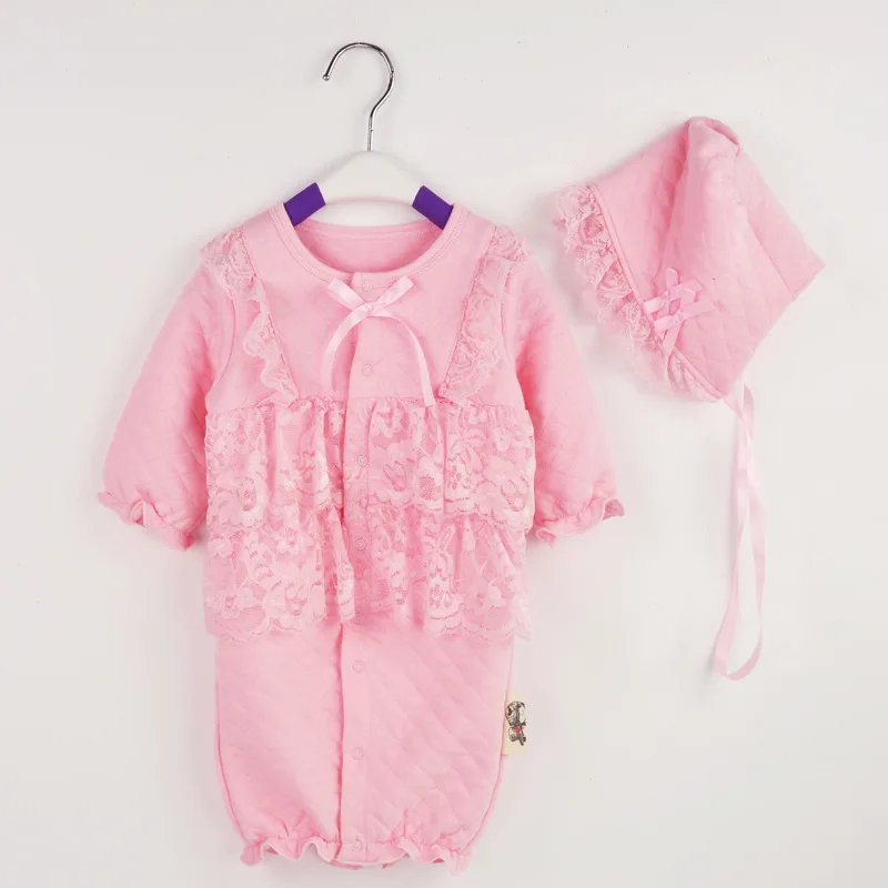 Комбинезон детский х/б с длинным рукавом и кружевом на возраст 0 9 месяцев|baby