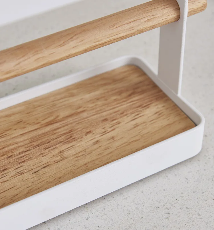 

Iron Art kitchen organizer Wooden partition Kitchen utensils tableware storage basket White spoon chopsticks kitchen organizer