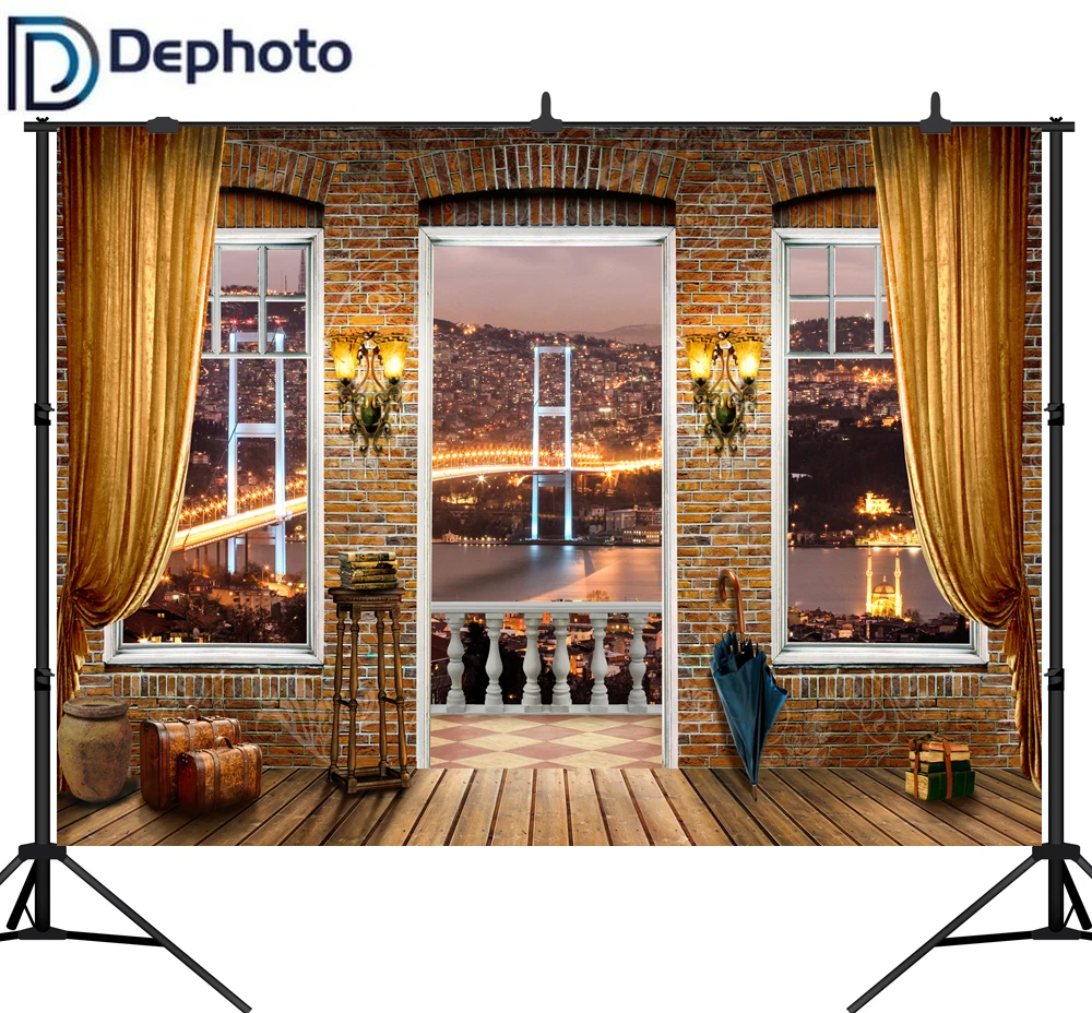 Дефотостудия занавеска для балкона мост город ночь живописный портрет
