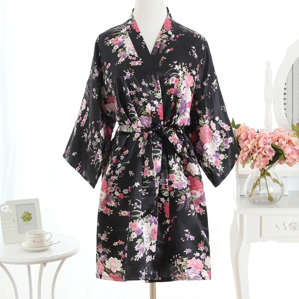Женское Шелковистое соблазнительное кимоно цветочный Восточный Вишневый халат