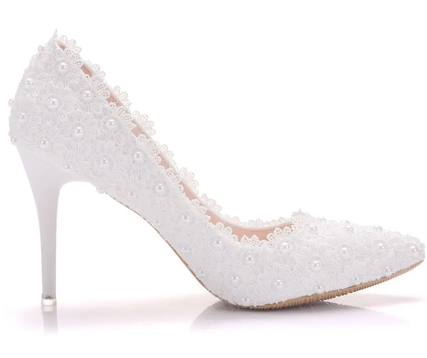 Женские свадебные туфли украшенные кристаллами на высоком каблуке 9 см|heels
