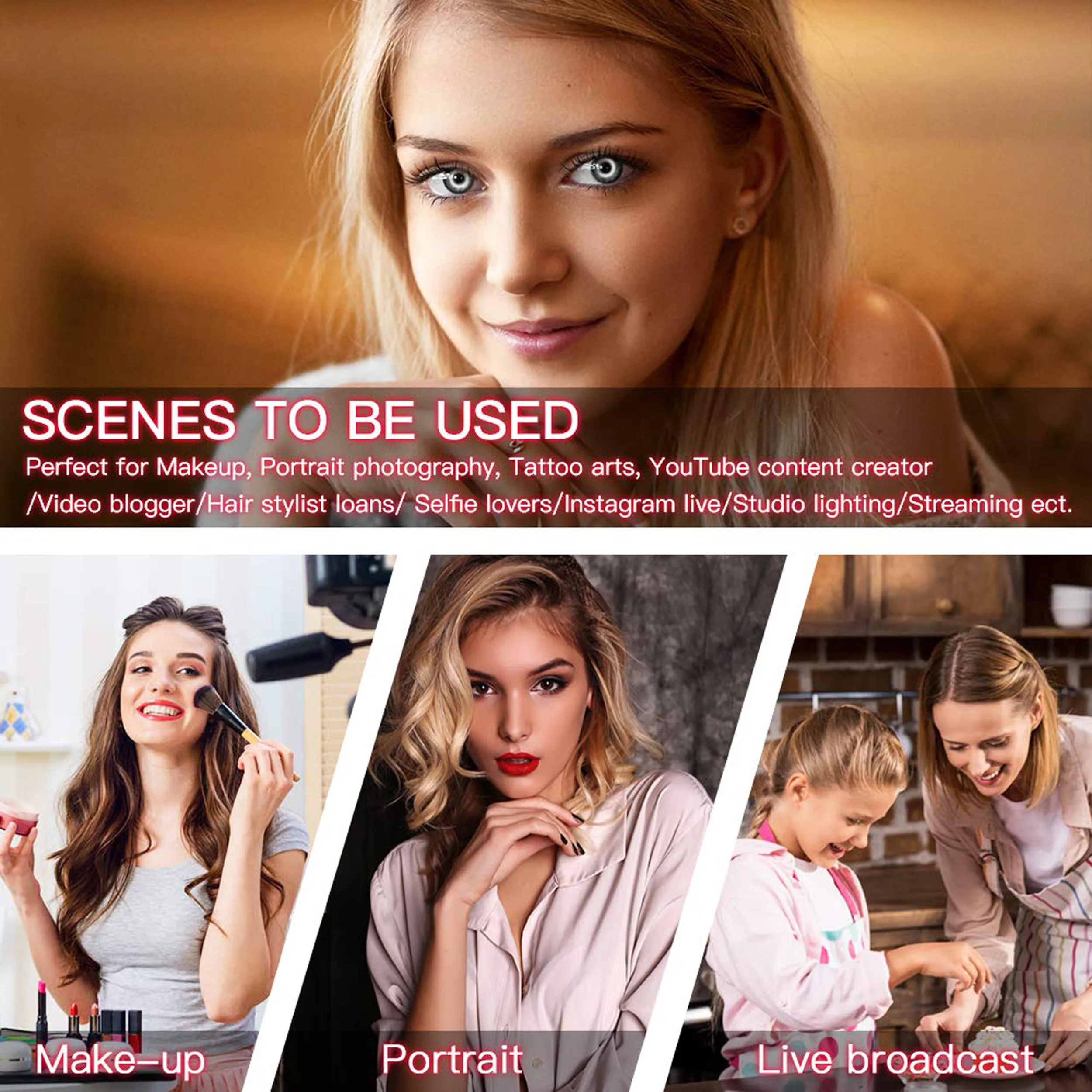 Video Light 26 CM Annular Lamp LED Ring Light for Youtube Photo Shooting Tripod for Camera Photography Studio with Phone Holder