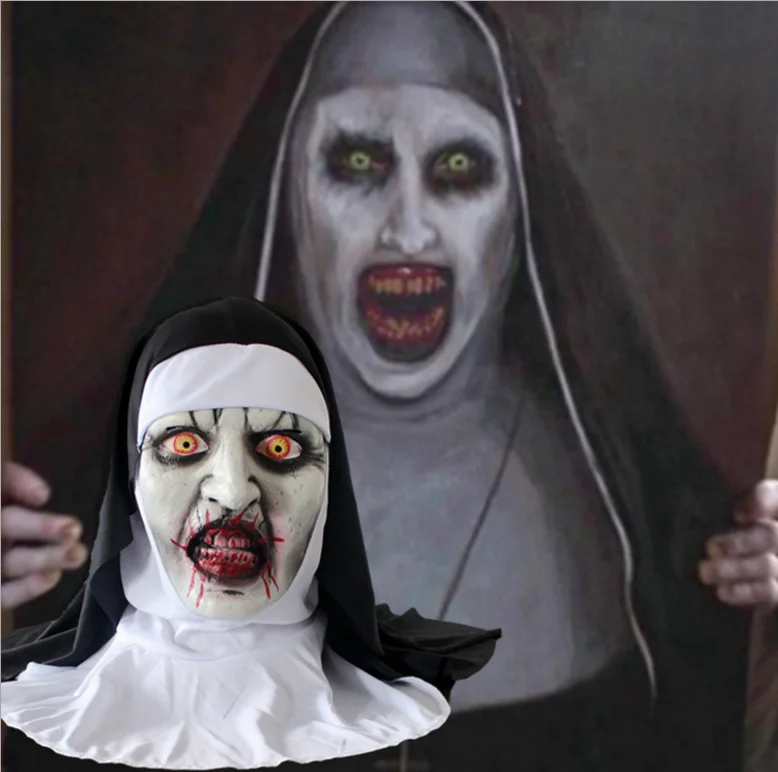 Conjuring 2 Косплей Нун маска Хэллоуин террор макияж хитрое гримаса жуткий пугающий