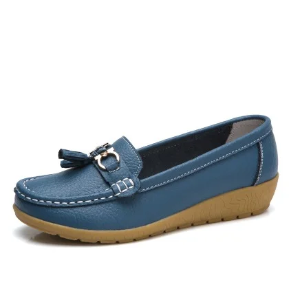 SLYXSH Women Ballet Shoes Flats Cut Out Leather Breathbale Moccains Boat Ballerina Ladies