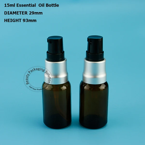 Высокое качество 15 мл 10 шт./лот Янтарное стекло распылительные бутылки с насосом