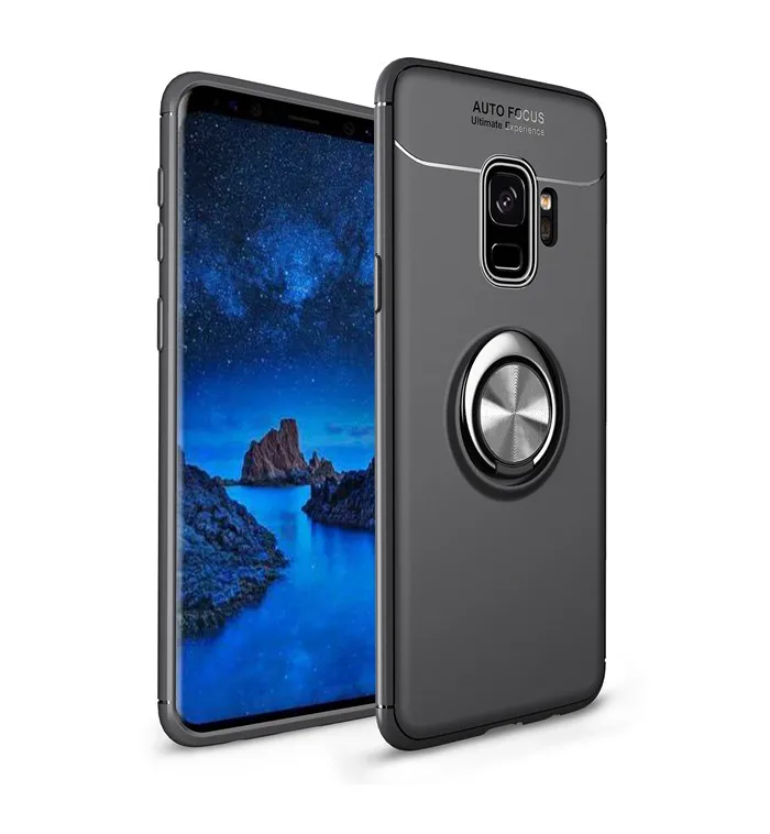 Для Samsung Galaxy S8 плюс S9plus S9 кольцо держатель крышки для J3 J5 J7 J330 J530 J730 мягкий TPU чехол для автомобиля Магнитный чехол для Note 8 - Цвет: black gray