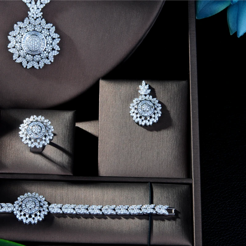 HIBRIDE новые модные свадебные ювелирные наборы для женщин сверкающие AAA