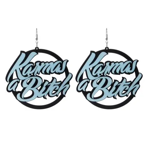 karma bitch as photo FishSheep акриловые большие золотые серьги с большими подвесками для женщин в стиле хип-хоп, сексуальные красные серьги-капли для губ, ювелирное изделие, подарок - Окраска металла: karma bitch as photo
