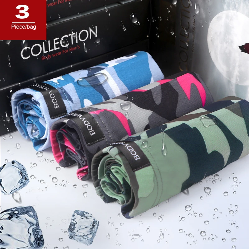 3 в упаковке Новое мужское сексуальное нижнее белье боксеры из ледяного шелка