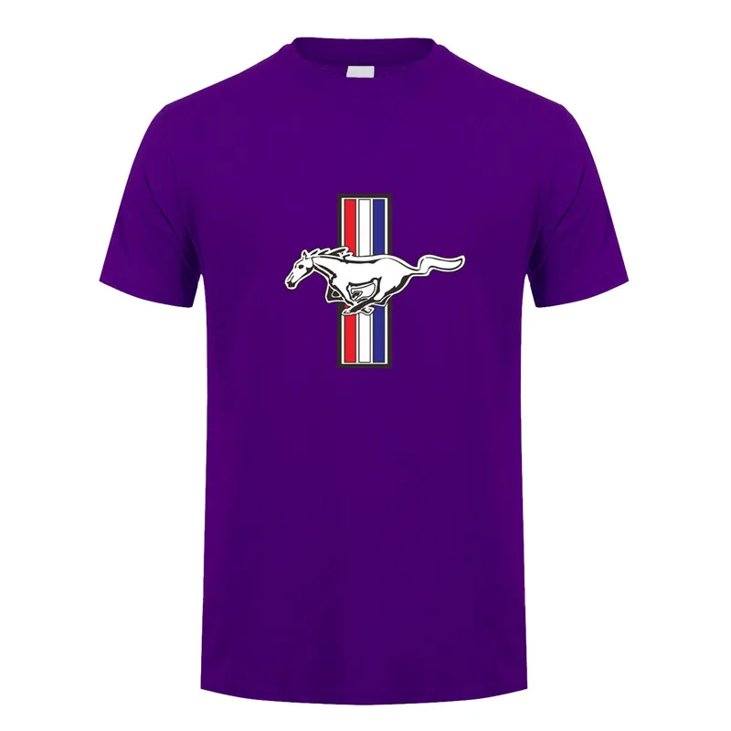 Purple Ford Mustang, мужские футболки, мужские топы, Mustang, футболка с коротким рукавом, хлопковые футболки с круглым вырезом, мужские футболки - Цвет: Purple