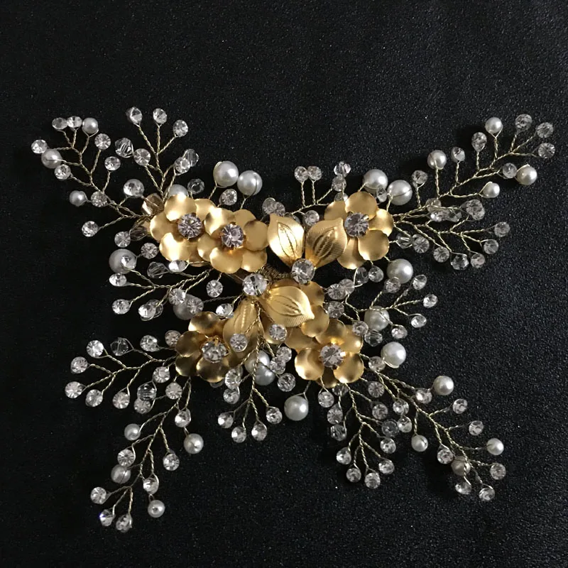 

SLBRIDAL Wired Crystal Rhinestones Flower Leaf Wedding Hair Clip Barrettes Bridal Hair accessories Bridesmaids Women Jewelry