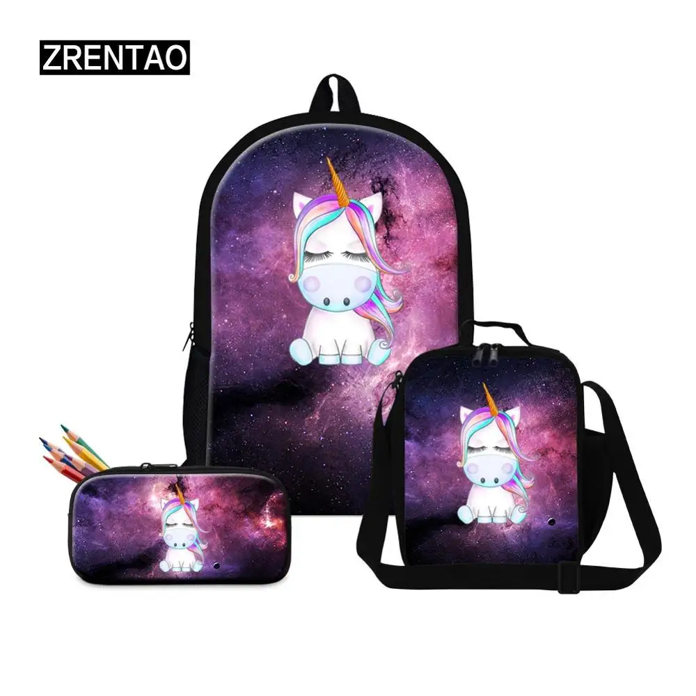 

Nice Space Galaxy Unicorn Print Bst Children School Backpack Set Little Boys Girls Schoolbag 3pcsSets With Lunchbox Dropshipping