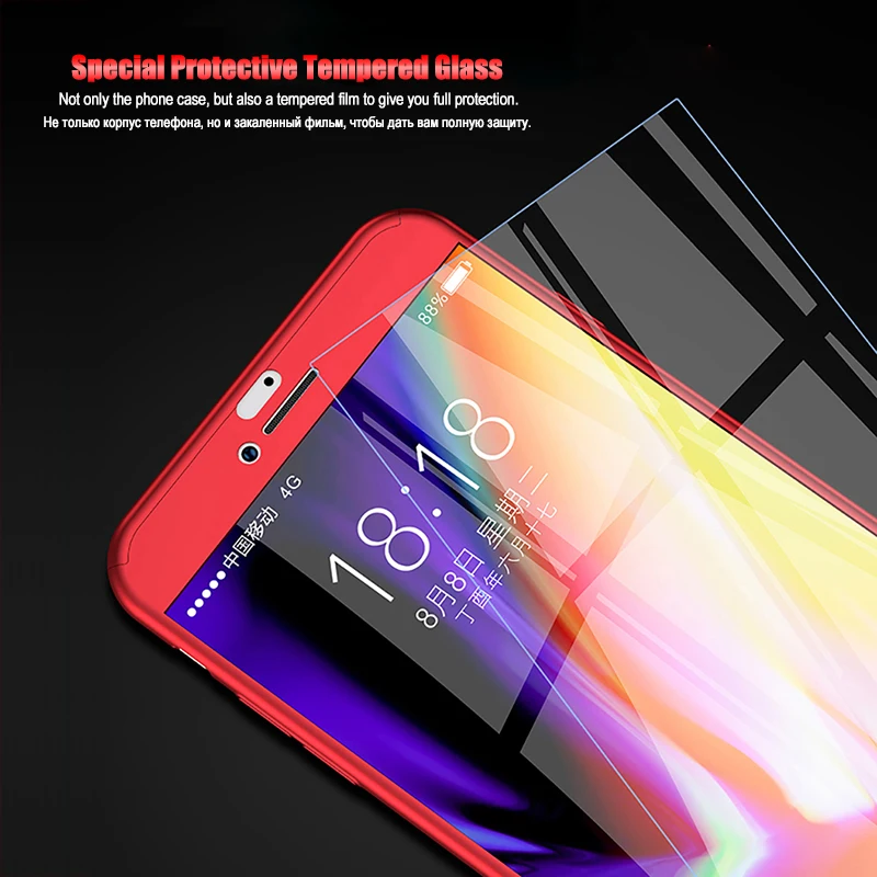 LuckGuard Full Cover Cases For iPhone 6 6s 7 8 Plus 5 5S SE X Shockproof s 360 Degree Case With Glass |