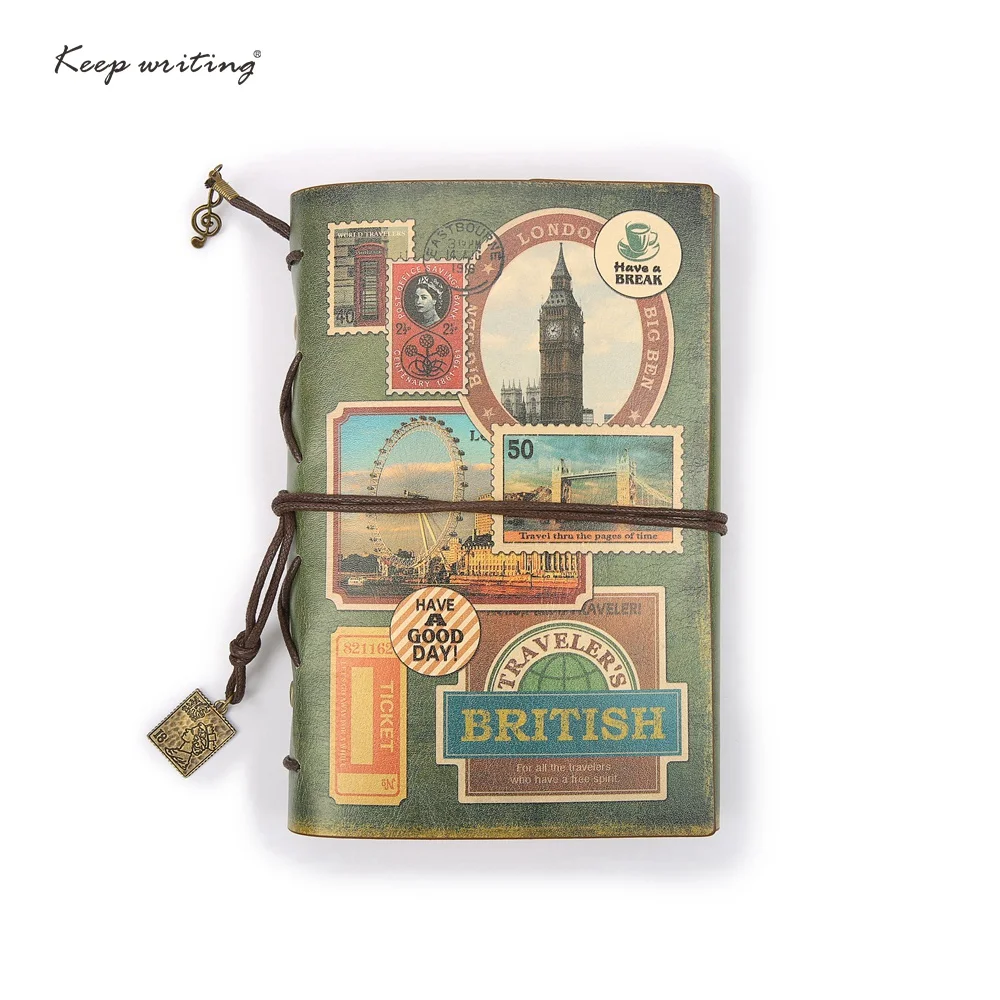 

A6 traveler's Notebook Vintage journal Retro Notepad Kraft paper Cute Stationery European PU Leather Cover DIY Diary Travel