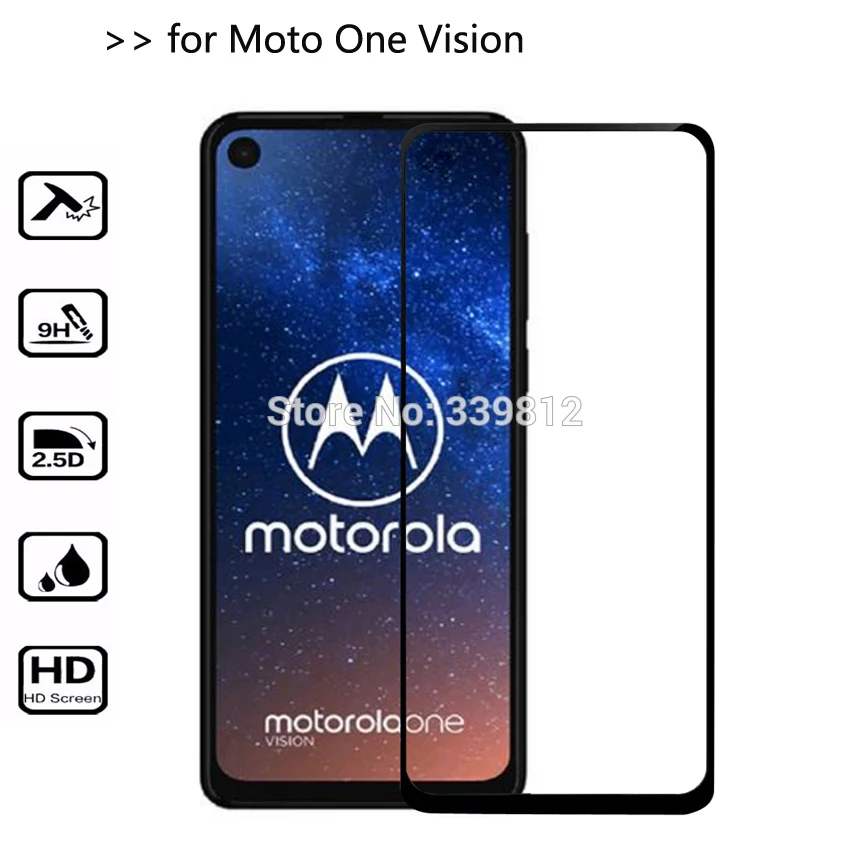 Защитное стекло для Moto One Vision полностью покрывающее закаленное Защитная пленка