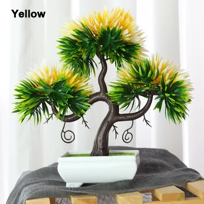 Yellow Xuanxiaotong Искусственные пластиковые мини сосновые деревья бонсай деревья растения бонсай балконные растения для украшения стола дома и сада - Цвет: Yellow