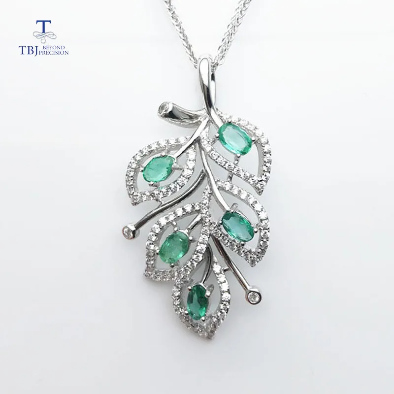 TBJ 100% натуральный Замбия 1ct изумруд подвески из стерлингового серебра 925 пробы с