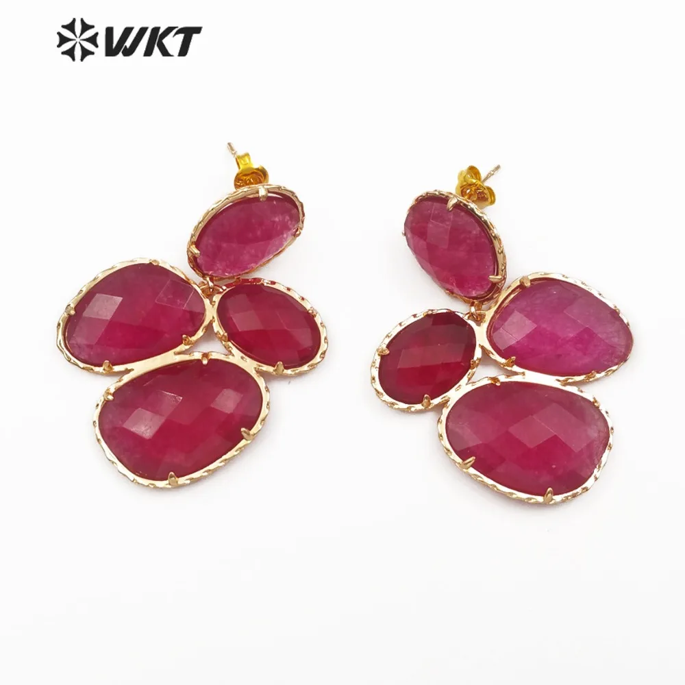 Женские серьги с гранеными драгоценными камнями ювелирные изделия из