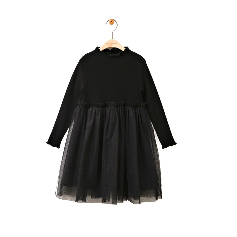 Kids Girls Long Sleeve Dresses 2019 Autumn Winter Toddler Black Dress Mesh Tutu for Little 10 12 years | Детская одежда и обувь