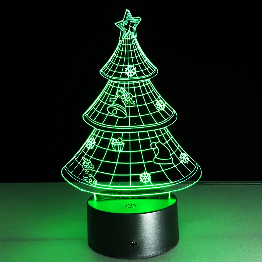 Рождественская елка 3D лампа Светодиодная USB светильник ing Touch RGB цвета Настольный