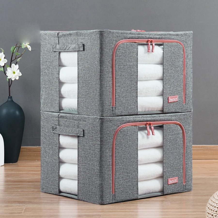 Ящик для хранения одежды синий розовый стальной каркас большая коробка игрушек