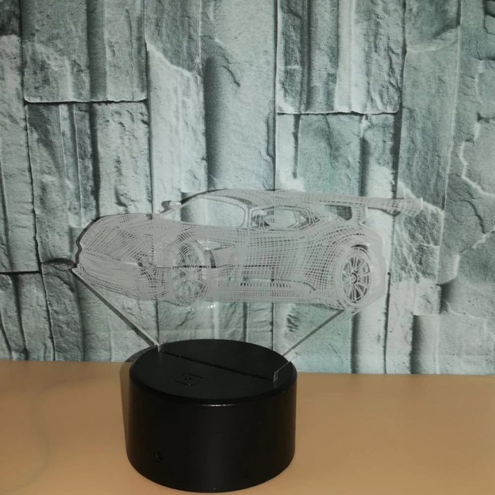Крутая супер Автомобильная акриловая 3D лампа 7 цветов маленький ночник детские