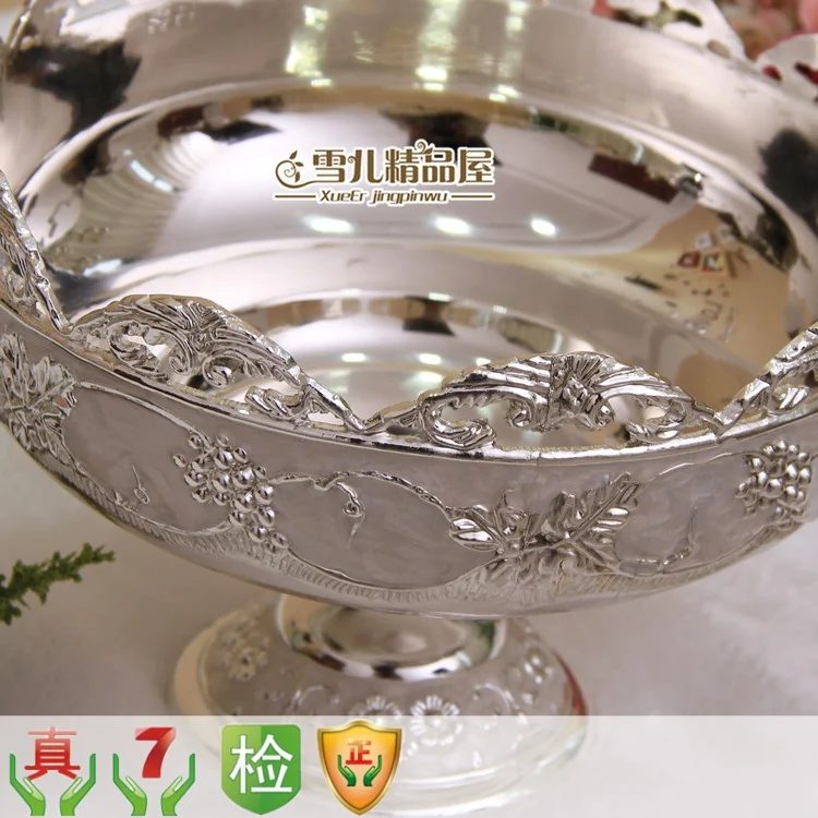 European fruit bowl glass carved silver zinc fruteira alloy luxury KTV peel creative Home Furnishing decorative bowls |