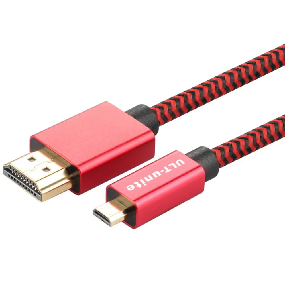 Плетеный Микро HDMI к папа мужчине кабель адаптера поддерживает 3D 4K 60Hz 1080 P Ethernet