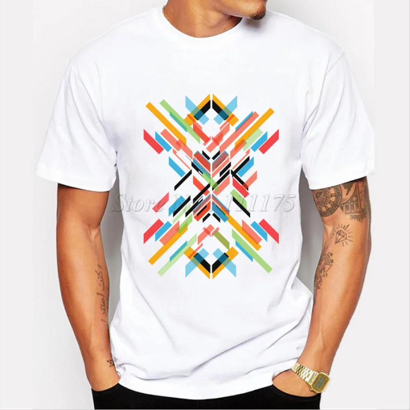 Мужская футболка с принтом Fractal крутые хипстерские топы короткими рукавами