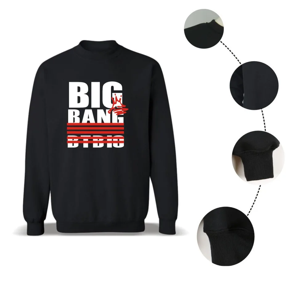 Мужская толстовка Bigbang черная/белая/Красная с капюшоном и принтом в виде букв 4XL