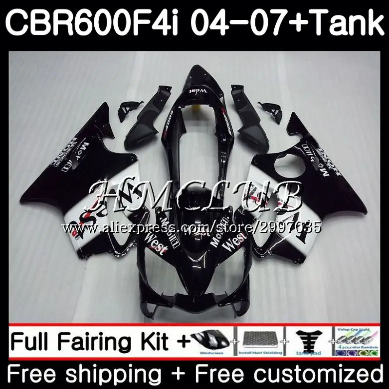 

+ Бак для HONDA Black west CBR 600F4i CBR 600 F4i 2004 2005 2006 2007 78HC.17 CBR600F4i CBR600 RR FS F4i 04 05 06 07 обтекатели