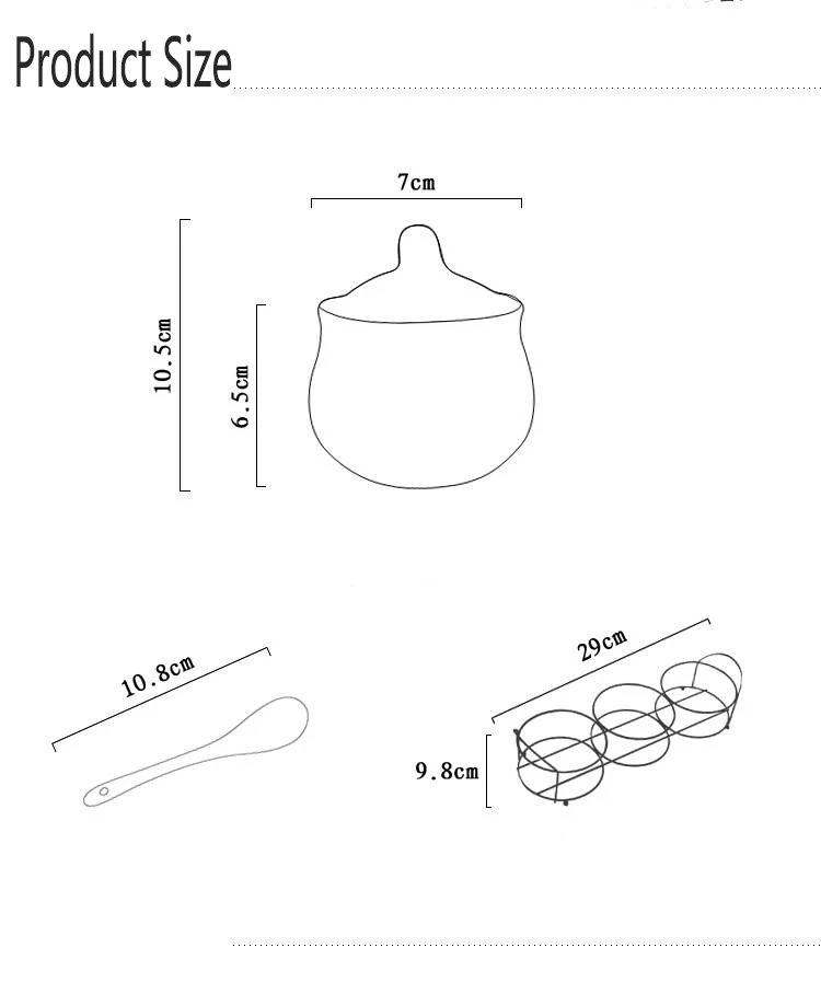 Ceramic Seasoning Jar Three-piece Kitchen Utensils Seasoning Box Household Salt Seasoning Seasoning Tank Combination Set Send