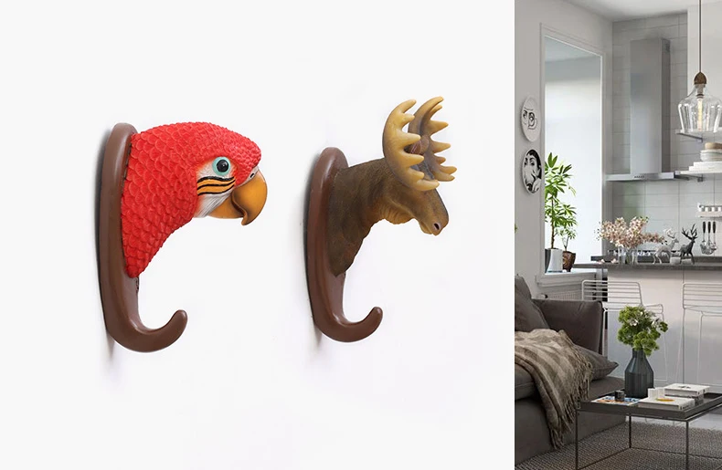 

2PCS Animal Hanging Hook Wall Sticker Decoration DIY Creative Hanger Rack New Year Gift For Coat Hat Bag Key Holder Home Decor