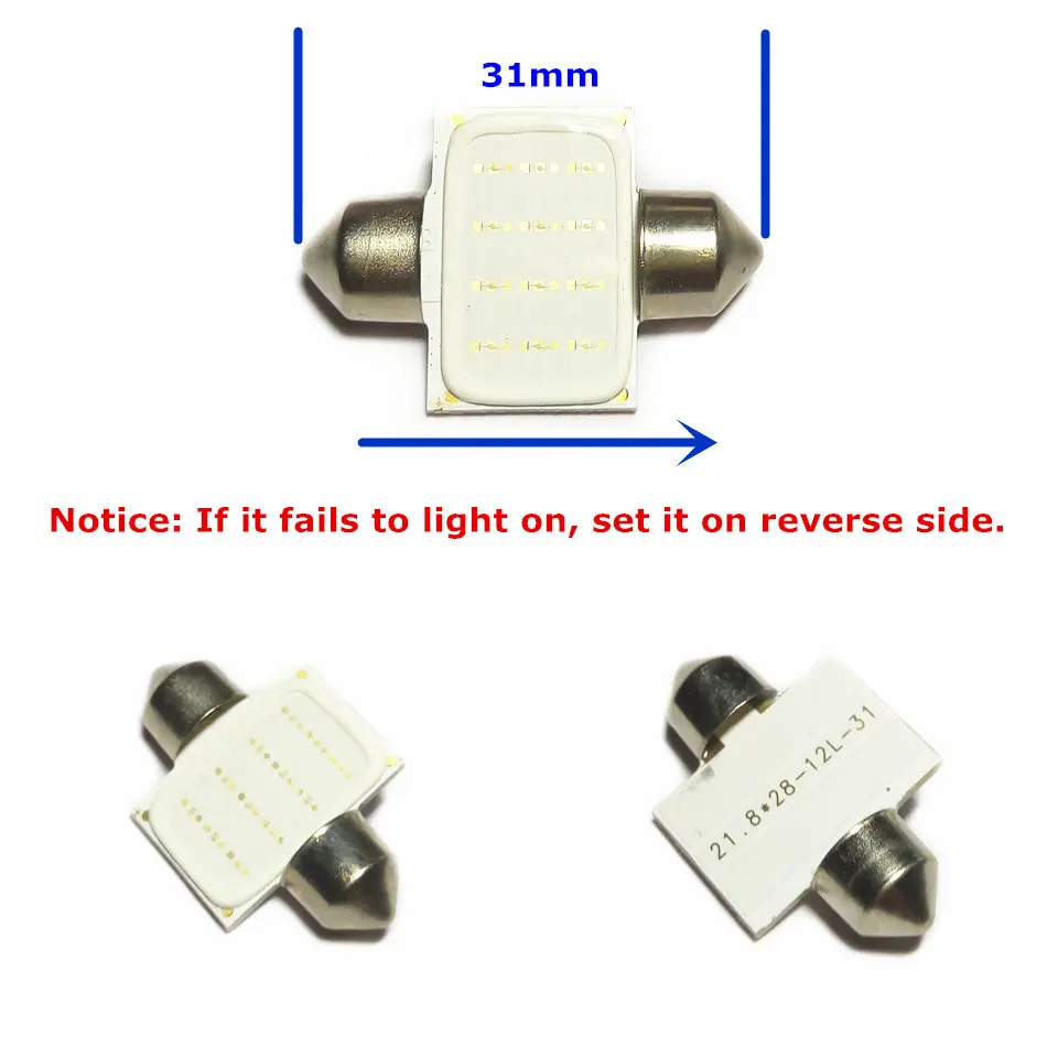12V светодиодный синий цвет автомобиля двойной иглы лампы (COB светильник ing Square) C5W 31