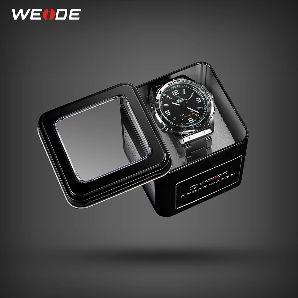 WEIDE спортивный Аналоговый светодиодный дисплей мужские часы 30 м