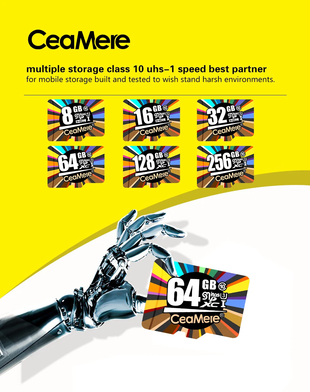 CeaMere карта памяти 256 ГБ 128 Гб 64 Гб U3 UHS-3 32 ГБ Micro sd карта класс 10 UHS-1 флэш-карта памяти Microsd TF/sd карта s для планшета