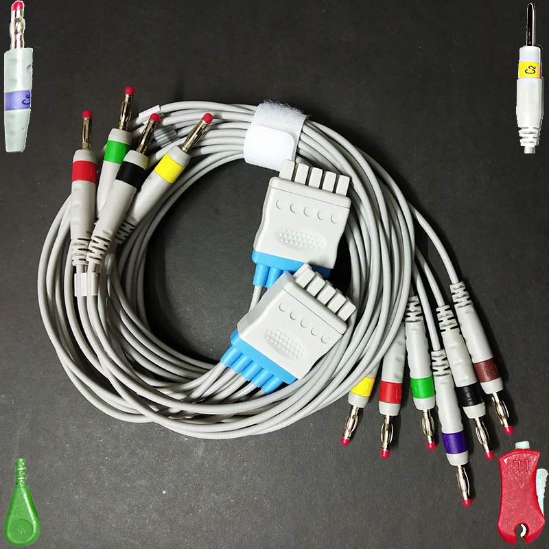 

Compatible GE Marquette/Hellige leadwire set 412680-001,Use for 500/1200 Multi-link cable,4.0 banana/Din 3.0 plug/clip/snip.