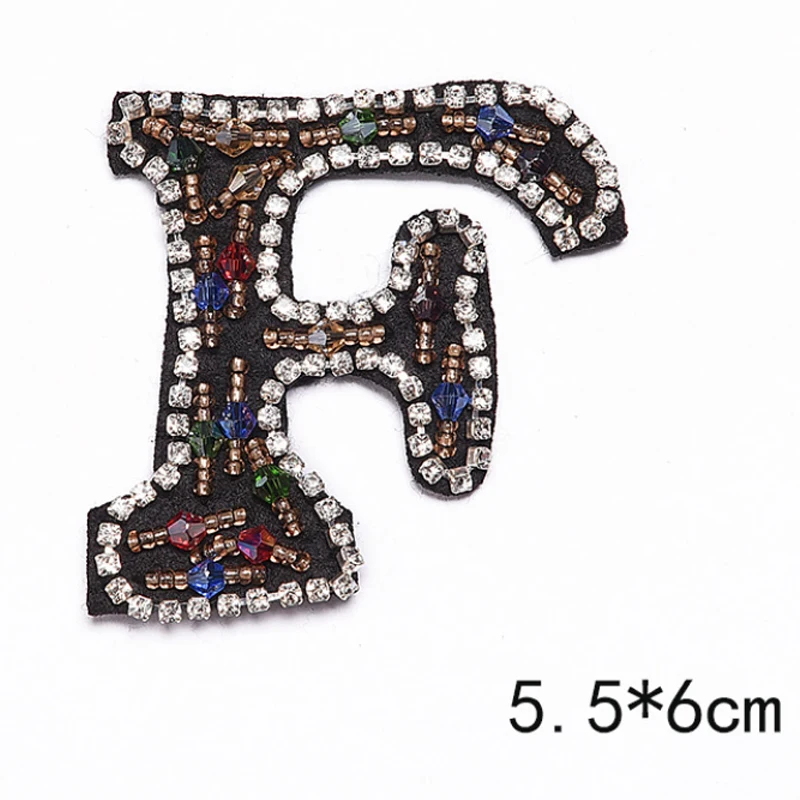 F A-Z, 1 шт., кристалл, Английский алфавит, буквы, Смешанная вышивка, железная нашивка для одежды, значок, паста для одежды, сумка, обувь под брюки - Цвет: F