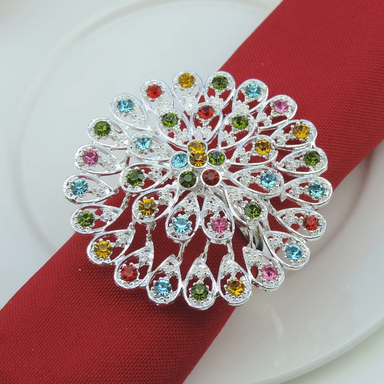 Изысканное кольцо для салфеток с бриллиантами 10 шт./лот металлическая пряжка