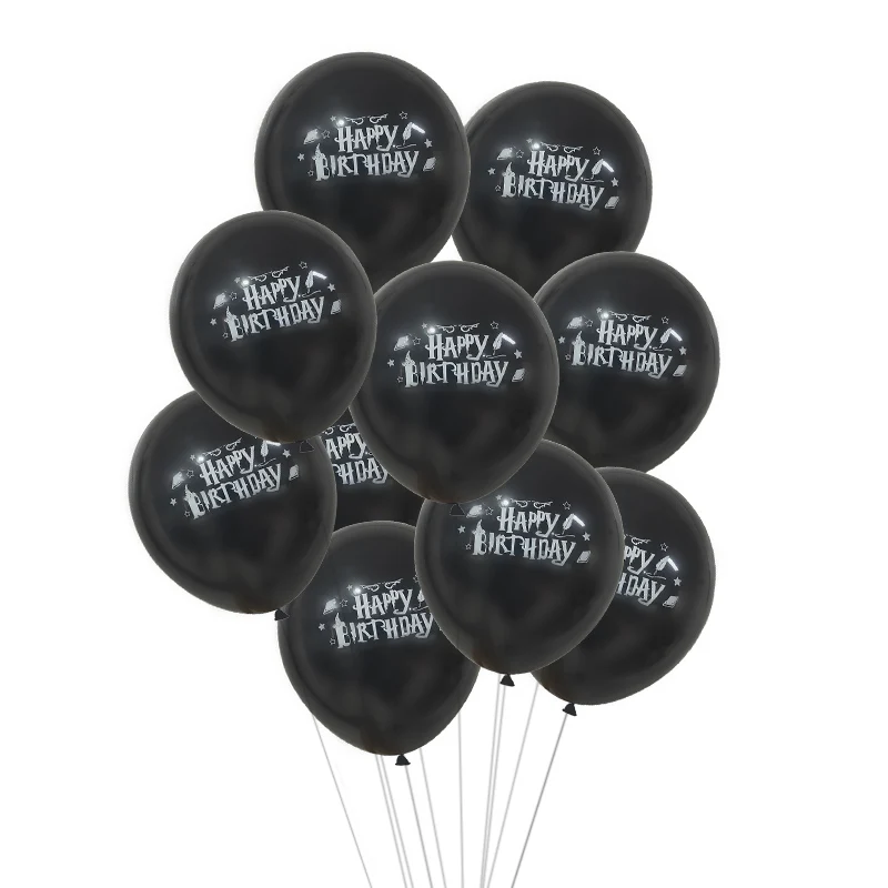 10pcs black 12 дюймов Харри латексные шары воздушный шар «С Днем Рождения» Волшебная тема ведьма латексные шары для детей день рождения воздушные шары для украшения - Цвет: 10pcs black
