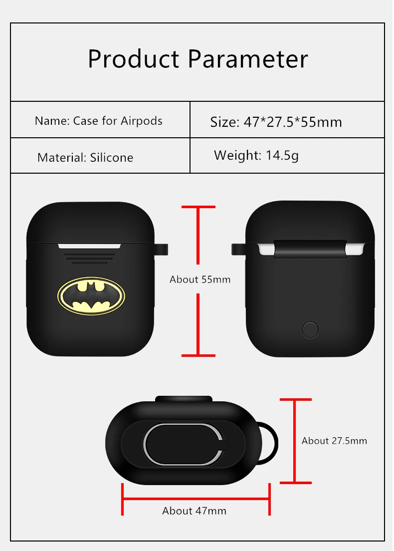 Marvel Бэтмен ТПУ беспроводной Bluetooth наушники Мягкий силиконовый чехол DIY защитный чехол для Apple Airpods зарядный чехол водостойкий